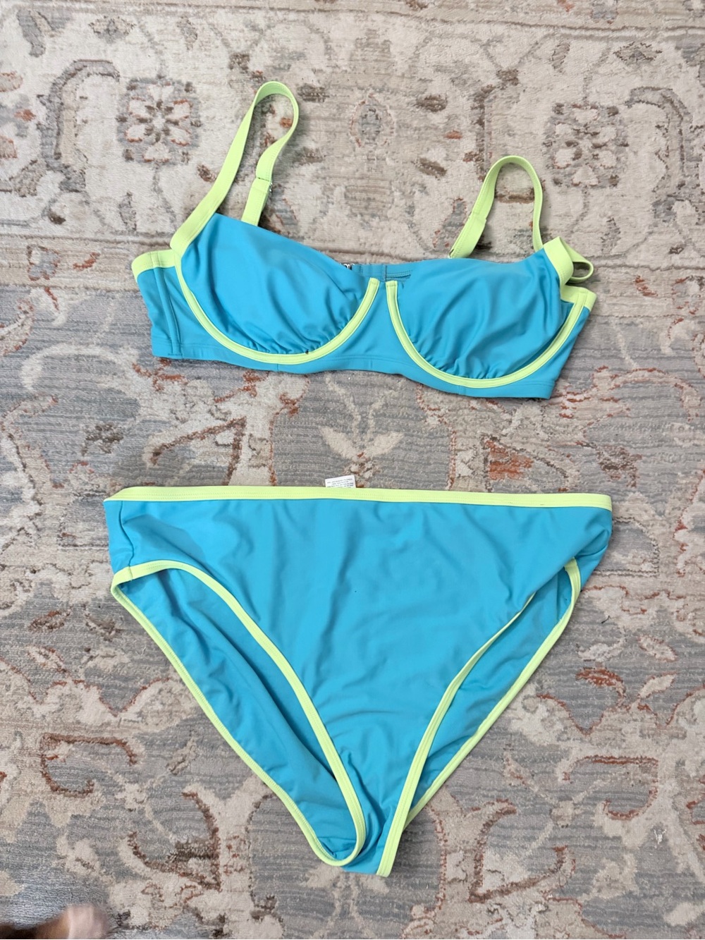 wild fable Blue & Neon Green Trim Bikini Set - Women Swim
